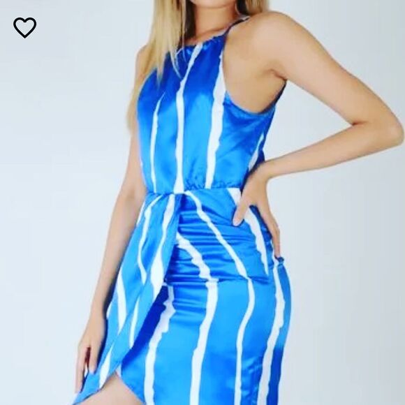 Blue Striped Wrap Dress - Picture 1 of 1